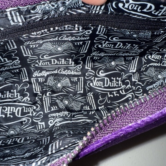 Purple Velvet Von Dutch Shoulder Bag Purse Y2K Retro Style NWT - Picture 10 of 10